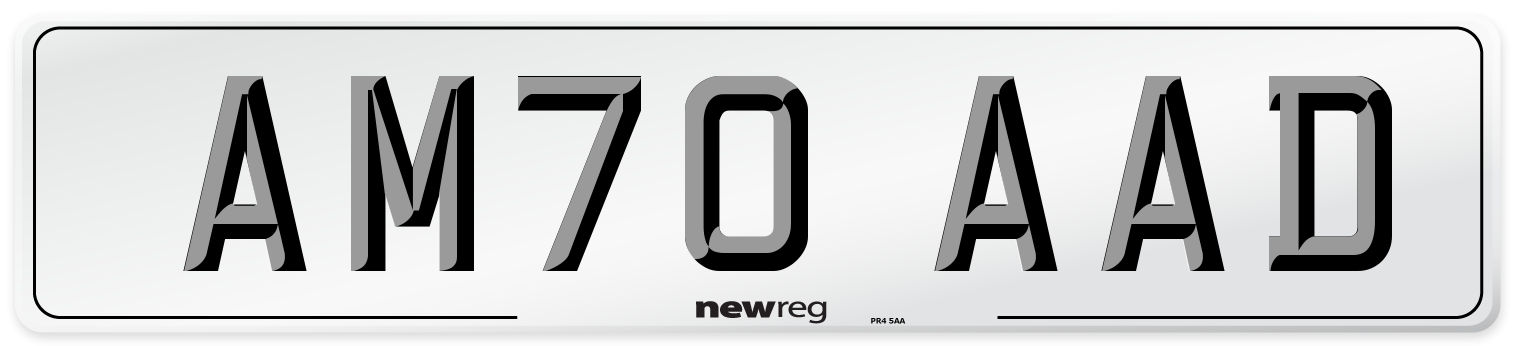 AM70 AAD Number Plate from New Reg